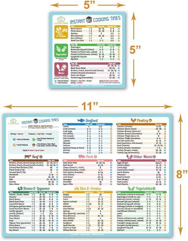 Best Improved Version Blue Instant Cooking Times Cheat Sheet Larger Magnet 11"x8" More Food (100+) Big Text Compatible with Instant Pot Pressure Cooker Accessories Magnetic Cook Time Chart Guide Gift in Saudi Arabia