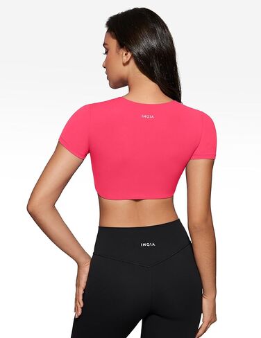 تيشيرت نسائي برقبة دائرية وأكمام قصيرة وقمصان قصيرة مبطنة لتمارين اليوجا وقمصان مناسبة كاجوال تي شيرت أساسي in Kuwait