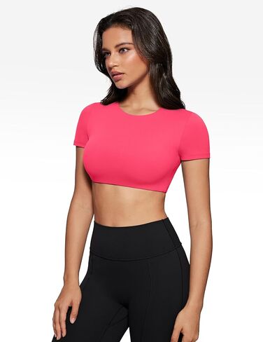 تيشيرت نسائي برقبة دائرية وأكمام قصيرة وقمصان قصيرة مبطنة لتمارين اليوجا وقمصان مناسبة كاجوال تي شيرت أساسي in Kuwait