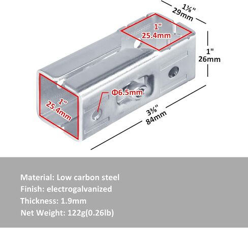 12 Sets 1 in. x 1 in. Square Tubing Connector, 2 Way T-Fitting Square Tube Clamps Fence Guardrail End Rails Connector, Carbon Steel, Thickness: 1.9mm in Saudi Arabia