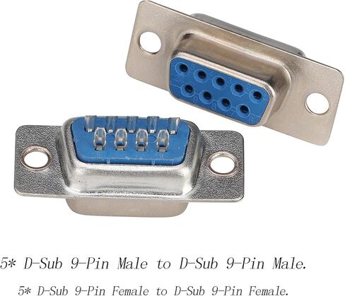 كابل توصيل مغير الجنس التسلسلي الصغير 9 دبوس DB9 أنثى إلى أنثى / ذكر إلى ذكر محول وصلة مبدل الجنس حزمة من 10 (فضي) in Kuwait