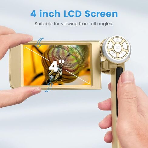 مجهر رقمي Andonstar AD203S HDMI مزود بجيب بطاقة SD سعة 32 جيجابايت ومجهر رقمي إلكتروني للأطفال والكبار لمراقبة الأدوات الخارجية (ذهبي) in Kuwait