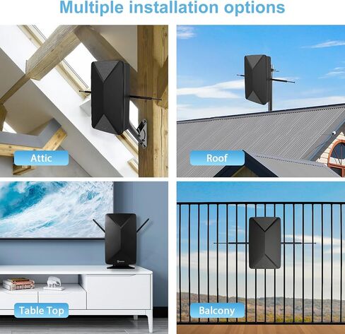 Antop HD هوائي AT-406BV لوحة مسطحة صغيرة بيج بوي Smartpass تضخيم داخلي/خارجي 80 ميل طويل المدى هوائي التلفزيون الرقمي in Kuwait