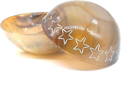 Hand Carved Natural Horn Bowl White Stars Carved Design Horn Bowl Viking Norse Medieval |HORN BOWL | Hand Crafted for SERVING & SHAVING BOWLS gift for mother, father Husband (Stars) in Saudi Arabia