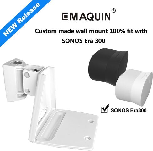 مجموعة زوج من دعامات التثبيت على الحائط (قطعتان) لمكبر صوت Sonos Era 300 (تشمل قطعتين، دوارة وإمالة، معدن قوي، طلاء نهائي متين، سهل التركيب، متوافق مع Sonos Era 300، زوج أبيض) in Kuwait