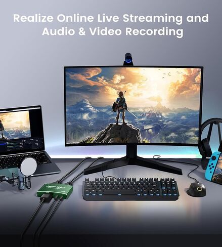 Capture Card, avedio links Audio Video Capture Card, USB C/A 3.0 Video Capture Card 4K@60Hz HDMI Loop-Out, 1080P 60FPS Game Capture Card for Streaming Works for Nintendo Switch/PS5/PC/Camera, Green in Saudi Arabia