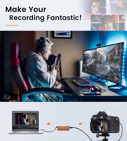 Capture Card, avedio links Audio Video Capture Card, USB C/A 3.0 Video Capture Card 4K@60Hz HDMI Loop-Out, 1080P 60FPS Game Capture Card for Streaming Works for Nintendo Switch/PS5/PC/Camera, Orange in Saudi Arabia