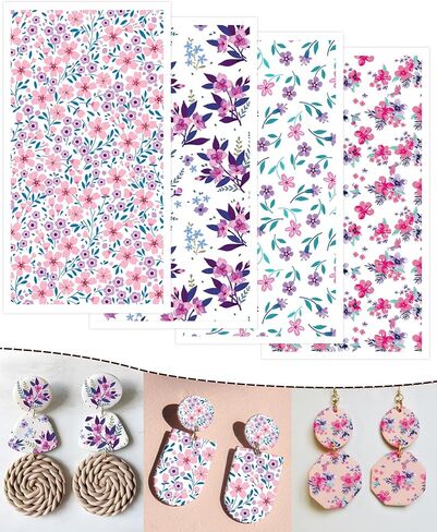 Puocaon Polymer Clay Transfer Paper - Blue Flower Transfer Paper for Polymer Clay Jewelry, Water Transfer Paper for Polymer Clay, Daisy Clay Transfer Paper for Polymer Clay Earrings (20 Pcs) in Saudi Arabia
