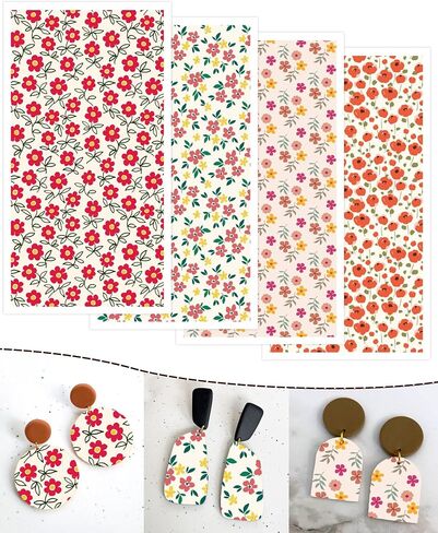 Puocaon Polymer Clay Transfer Paper - Blue Flower Transfer Paper for Polymer Clay Jewelry, Water Transfer Paper for Polymer Clay, Daisy Clay Transfer Paper for Polymer Clay Earrings (20 Pcs) in Saudi Arabia