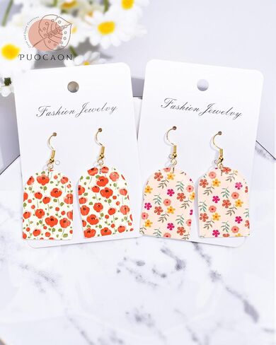 Puocaon Polymer Clay Transfer Paper - Blue Flower Transfer Paper for Polymer Clay Jewelry, Water Transfer Paper for Polymer Clay, Daisy Clay Transfer Paper for Polymer Clay Earrings (20 Pcs) in Saudi Arabia
