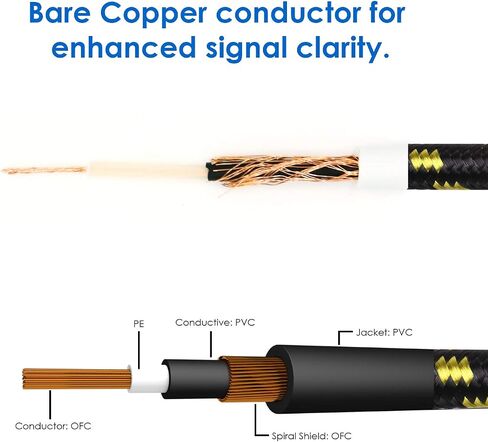 DREMAKE Cable 1/4" (6.3mm) Straight to Right Angle, Black/Blue Braided Tweed 1/4 Inch to 1/4 Inch Patch Cord, 25FT Instrument Guitar Cable for Keyboards, Electric Mandolin, Pro Audio to Amp in Saudi Arabia