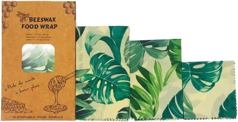 Lemon & Palm Tree Beeswax Wraps Set of 6 : Reusable Food Storage Solution for Sustainable Kitchen, Plastic-Free Alternative Green - Palm Tree in Saudi Arabia