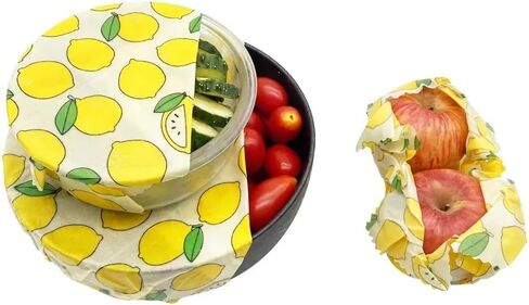 Lemon & Palm Tree Beeswax Wraps Set of 6 : Reusable Food Storage Solution for Sustainable Kitchen, Plastic-Free Alternative Green - Palm Tree in Saudi Arabia