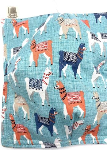Fun Animal and Pet Print Microwave Bowl Cozy - 8.5 inches for up to 8 inch bowls - Homemade in Texas, USA (Llama on Blue) in Saudi Arabia