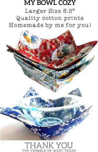 Fun Animal and Pet Print Microwave Bowl Cozy - 8.5 inches for up to 8 inch bowls - Homemade in Texas, USA (Llama on Blue) in Saudi Arabia