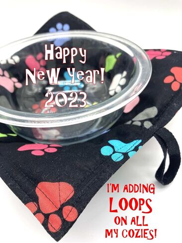 Fun Animal and Pet Print Microwave Bowl Cozy - 8.5 inches for up to 8 inch bowls - Homemade in Texas, USA (Llama on Blue) in Saudi Arabia