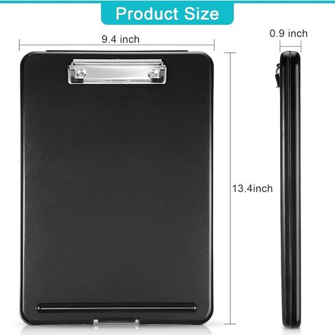 10 Pieces Clipboard with Storage Plastic Storage Clipboard Nursing Clipboard Foldable Clip Board with Low Profile Clip for Home Office School, Size 9.5 x 13.5 Inch (Black/Green/Rose/Pink/Blue/Purple) in Saudi Arabia