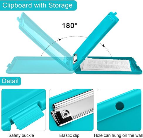 10 Pieces Clipboard with Storage Plastic Storage Clipboard Nursing Clipboard Foldable Clip Board with Low Profile Clip for Home Office School, Size 9.5 x 13.5 Inch (Black/Green/Rose/Pink/Blue/Purple) in Saudi Arabia