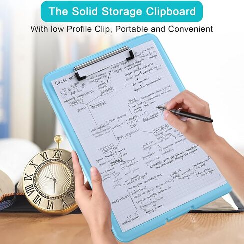10 Pieces Clipboard with Storage Plastic Storage Clipboard Nursing Clipboard Foldable Clip Board with Low Profile Clip for Home Office School, Size 9.5 x 13.5 Inch (Black/Green/Rose/Pink/Blue/Purple) in Saudi Arabia