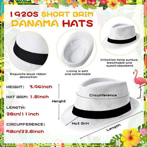 12 Sets Havana Nights Folding Hand Fans Beach Short Brim Panama Hat Tropical Nights Party Supplies for Hawaiian Luau in Saudi Arabia