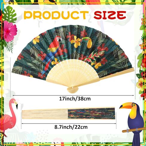 12 Sets Havana Nights Folding Hand Fans Beach Short Brim Panama Hat Tropical Nights Party Supplies for Hawaiian Luau in Saudi Arabia