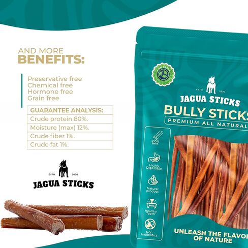 Bully Sticks - Dog Chew Sticks - Dog Dental Chew & Treat - Premium All Natural Single Ingredient Bully Stick - Suitable for All Dogs - (6 in, 10 Count) in Saudi Arabia