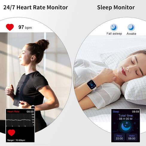 Smart Watch for Men Women, 1.69" HD Screen Activity Tracker Smartwatch, Fitness Tracker with Heart Rate/Sleep Monitor, 25 Sport Modes IP68 Waterproof, Pedometer, Fitness Watch for Android iOS Phones in Saudi Arabia