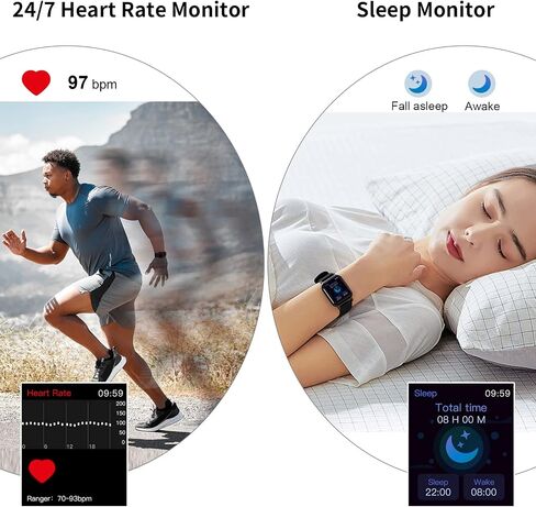 Smart Watch for Men Women, 1.69" HD Screen Activity Tracker Smartwatch, Fitness Tracker with Heart Rate/Sleep Monitor, 25 Sport Modes IP68 Waterproof, Pedometer, Fitness Watch for Android iOS Phones in Saudi Arabia