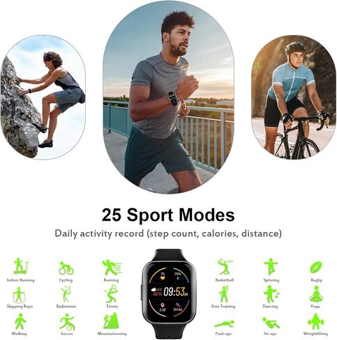 Smart Watch for Men Women, 1.69" HD Screen Activity Tracker Smartwatch, Fitness Tracker with Heart Rate/Sleep Monitor, 25 Sport Modes IP68 Waterproof, Pedometer, Fitness Watch for Android iOS Phones in Saudi Arabia