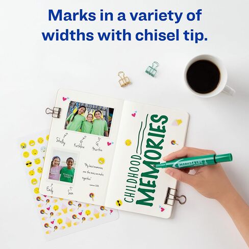 أقلام تحديد دائمة من Marks-a-lot Avery Marks-a-lot، مقاس عادي على شكل مكتب، طرف إزميل، مقاوم للماء والتآكل، 12 قلم تحديد أخضر (07885) in Kuwait