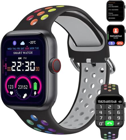 Smart Watch for Android & iOS Phones, Smartwatch 2.09 Touchscreen Activity Tracker with Sleep Monitor Pedometer Fitness Tracker Compatible with iPhone for Kids Women Men (Rainbow Black) in Saudi Arabia