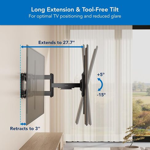 Mount-It! Heavy Duty XXL Full Motion TV Wall Mount for Extra Large TVs, max VESA 900x600, Holds up to 264lb, Swivel Tilt Extension Adjustable TV Mount for 60", 65", 70", 75", 80", 85", 90", 100 inch+ in Saudi Arabia