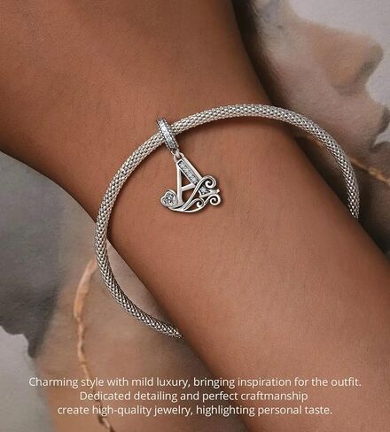 Silver Letter Charm Fit for Pandora Charms Bracelet Alphabet Initial Dangle Charms Beads Jewelry Gifts for Women Girls in Saudi Arabia