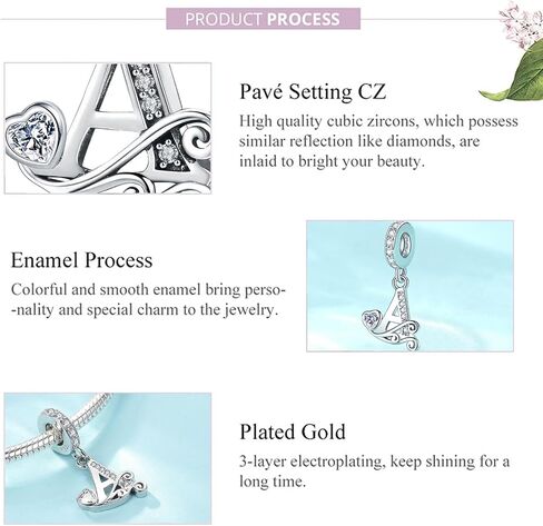 Silver Letter Charm Fit for Pandora Charms Bracelet Alphabet Initial Dangle Charms Beads Jewelry Gifts for Women Girls in Saudi Arabia