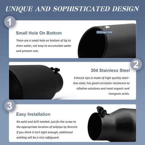 KEDAKEJI 3 Inch Inlet Exhaust Tip Black Coated Exhaust Tailpipe 3" Inlet 5" Outlet 12" Overall Length Stainless Steel with Bolt On Design in Kuwait
