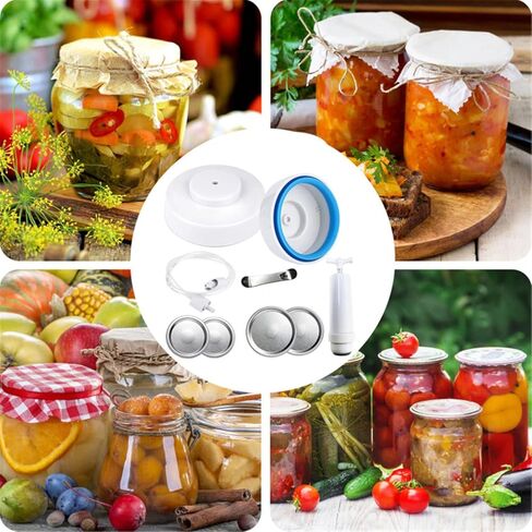 سدادة تفريغ للبرطمانات مع مضخة تفريغ يدوية محمولة وفتاحة غطاء، مجموعة سدادة مرطبانات متوافقة مع سدادة تفريغ الهواء، مجموعة سدادة مكنسة ماسون لجرة ميسون ذات الفم العريض والعادي in Kuwait