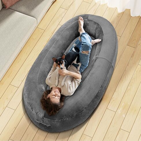 Inflatable Human Dog Bed, Infltable Giant Pet Bed with Washable Cover for People Adult Large Dog Bean Bag, Gray in Kuwait