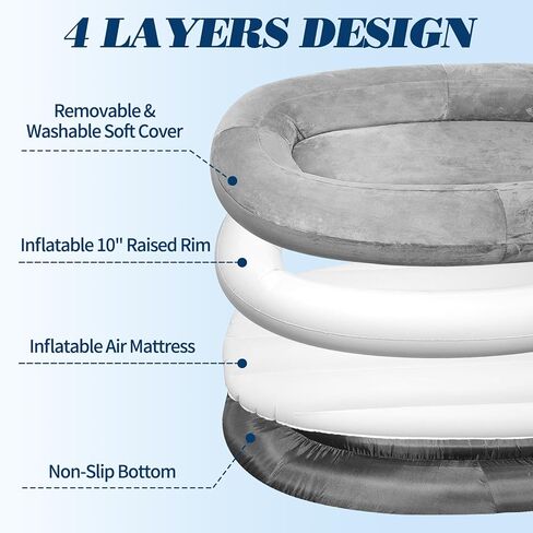 Inflatable Human Dog Bed, Infltable Giant Pet Bed with Washable Cover for People Adult Large Dog Bean Bag, Gray in Kuwait