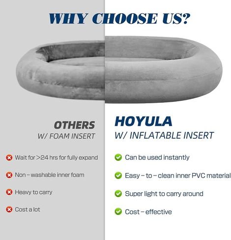 Inflatable Human Dog Bed, Infltable Giant Pet Bed with Washable Cover for People Adult Large Dog Bean Bag, Gray in Kuwait