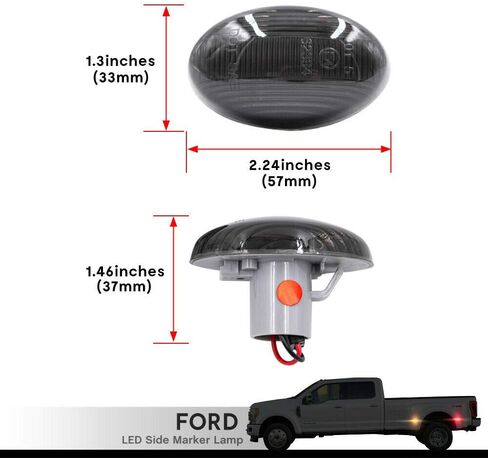 NSLUMO عجلة الحاجز أضواء علامة جانبية ل1999-2010 F-ord F350 F450 عجلة مزدوجة العنبر الأحمر جذع السرير علامات الحاجز 48 SMD عدسة مدخنة استبدال مصابيح Sidemarker OEM in Saudi Arabia