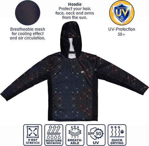 Mens Active Hoodie Beach FIshing Hiking Quick Dry 4-Way Stretch UV Protection Comfortable in Saudi Arabia