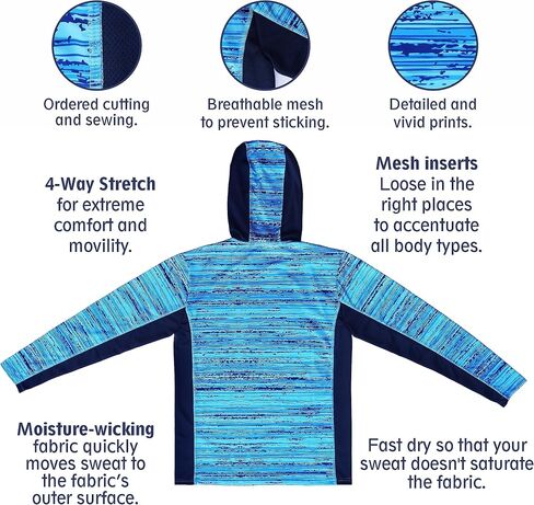 Mens Active Hoodie Beach FIshing Hiking Quick Dry 4-Way Stretch UV Protection Comfortable in Saudi Arabia