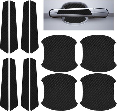 12pcs Car Door Handle Sticker, Carbon Fiber Anti Scratch Car Door Handle Protector for Truck SUV Car Door Handle(Black,12pcs) in Saudi Arabia