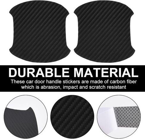 12pcs Car Door Handle Sticker, Carbon Fiber Anti Scratch Car Door Handle Protector for Truck SUV Car Door Handle(Black,12pcs) in Saudi Arabia