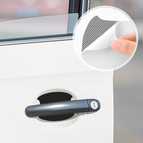 12pcs Car Door Handle Sticker, Carbon Fiber Anti Scratch Car Door Handle Protector for Truck SUV Car Door Handle(Black,12pcs) in Saudi Arabia