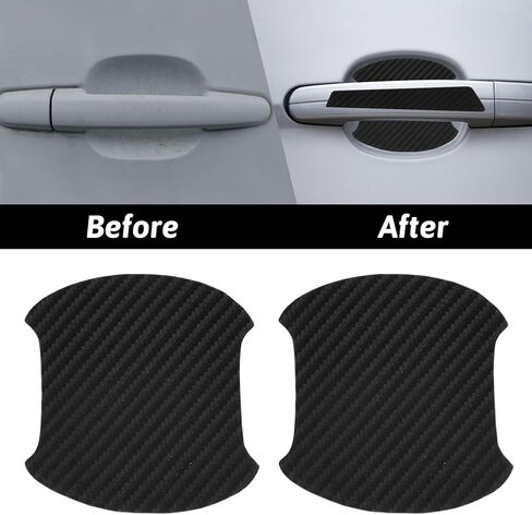 12pcs Car Door Handle Sticker, Carbon Fiber Anti Scratch Car Door Handle Protector for Truck SUV Car Door Handle(Black,12pcs) in Saudi Arabia