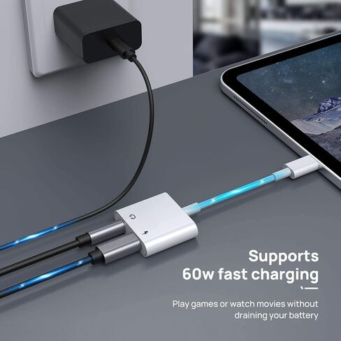 [Apple MFi Certified] Lighting to 3.5 mm Headphone Jack Adapter for iPhone Dongle, 2 Pack 2 in 1 iPhone Headphone Aux Audio + Charger Cable Splitter Adapter Dongle for iPhone 14 13 12 11 XS XR X 8 7 in Kuwait