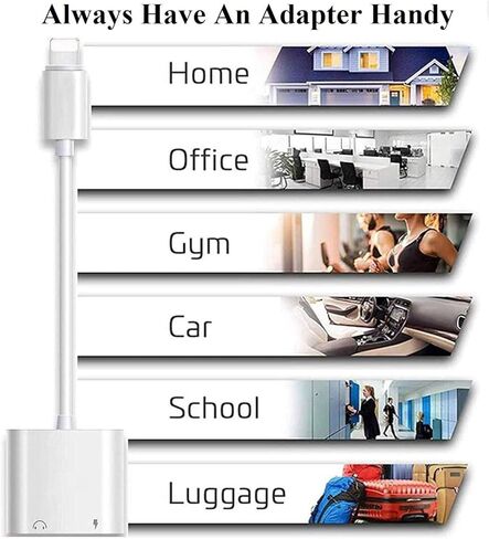 [Apple MFi Certified] Lighting to 3.5 mm Headphone Jack Adapter for iPhone Dongle, 2 Pack 2 in 1 iPhone Headphone Aux Audio + Charger Cable Splitter Adapter Dongle for iPhone 14 13 12 11 XS XR X 8 7 in Kuwait