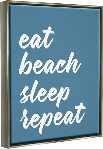 Stupell Industries Eat Beach Sleep Repeat Blue Script Phrase, Design by Lettered and Lined in Saudi Arabia