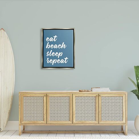 Stupell Industries Eat Beach Sleep Repeat Blue Script Phrase, Design by Lettered and Lined in Saudi Arabia